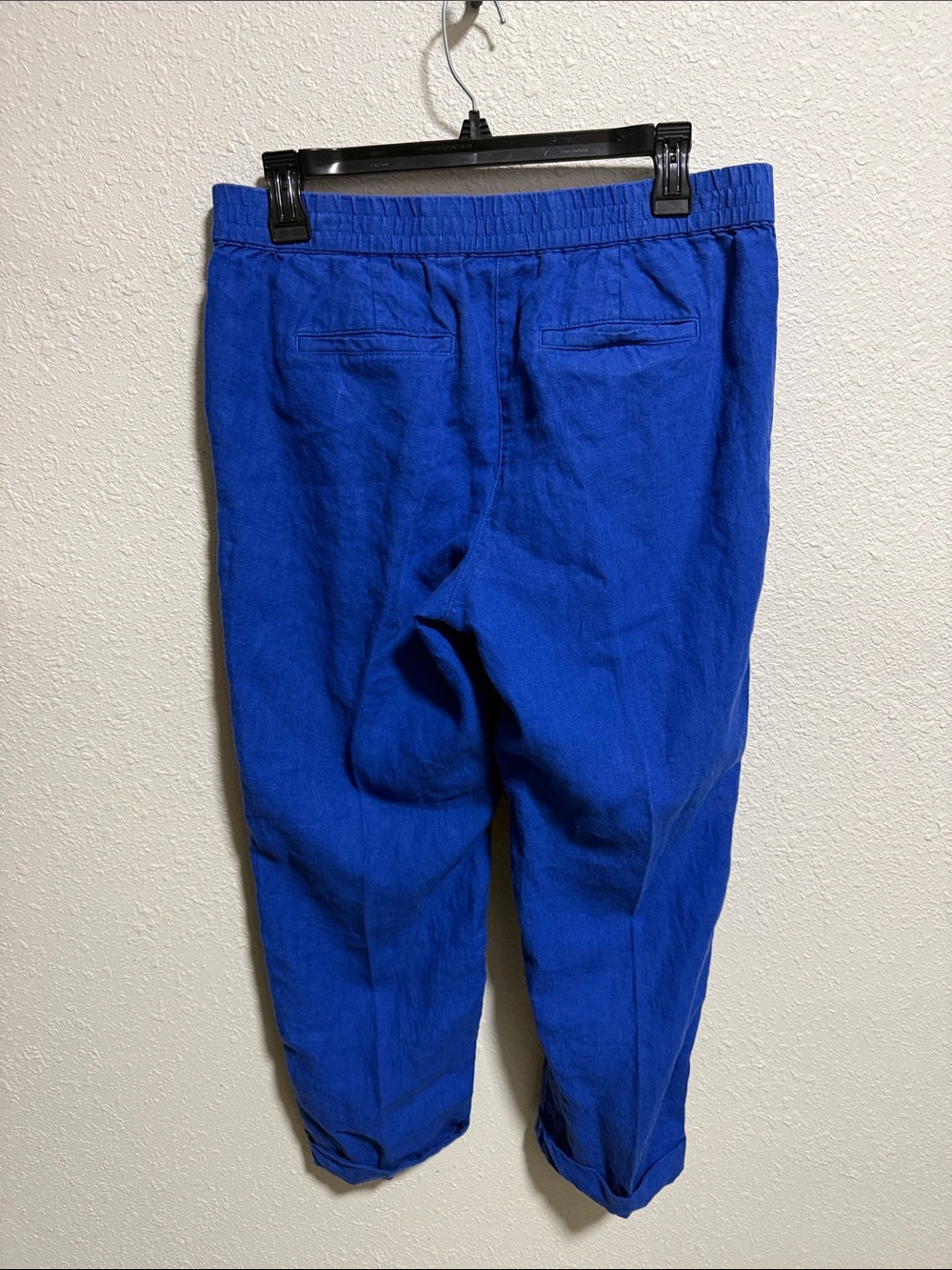 J. Jill Love Linen Cobalt Blue Elastic Waist Pants Small Petite 100% Linen - Picture 9 of 11